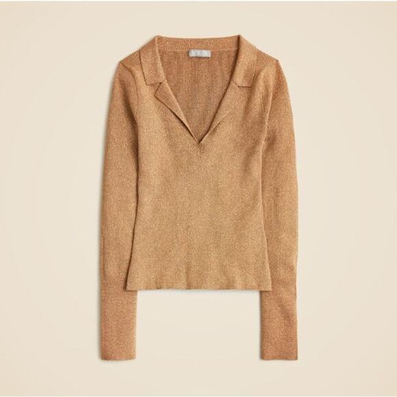 J.Crew Sweaters - J. Crew Metallic Threads V-Neck Fitted Pullover Sweater CF620 Beige Size S NWT